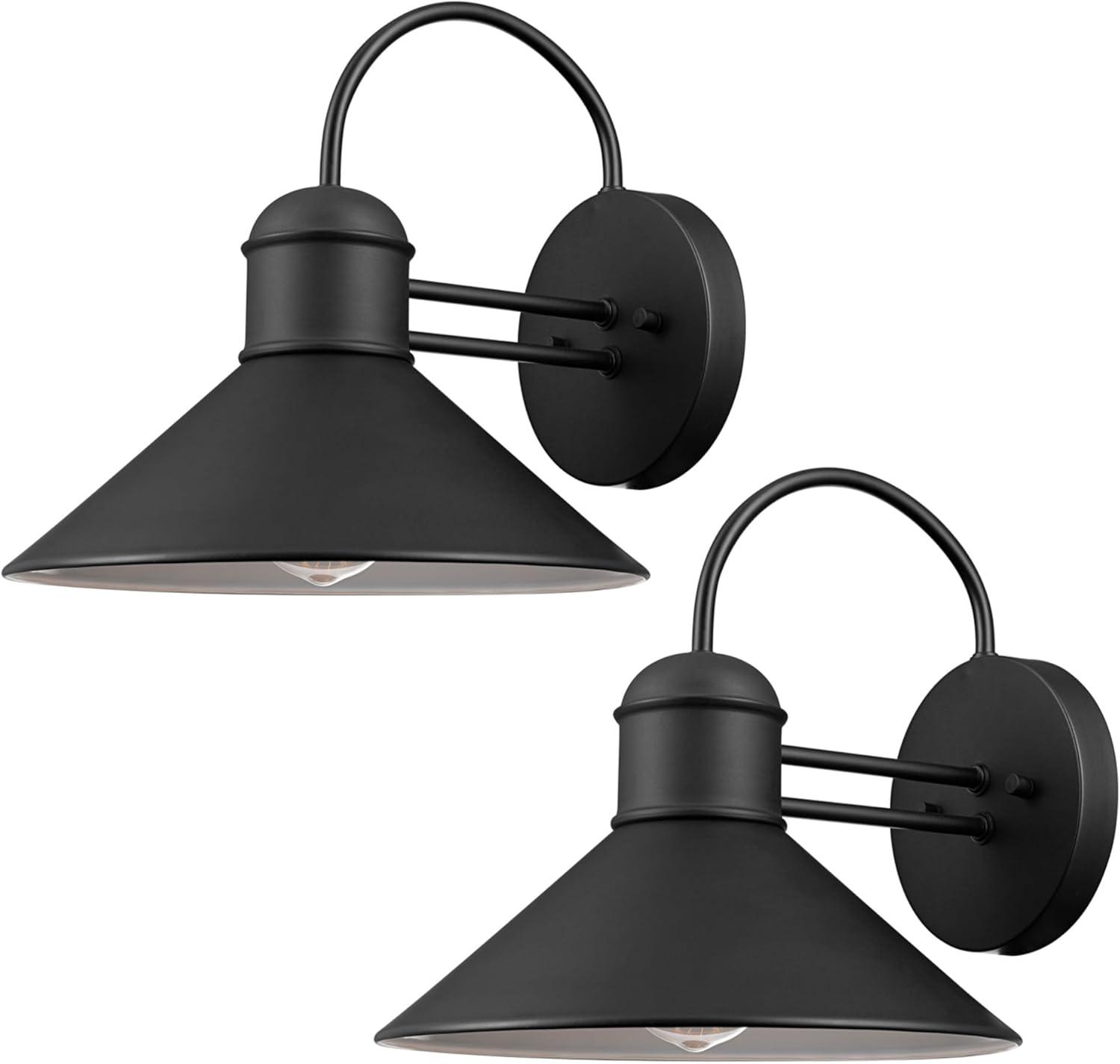 Sebastien Black Industrial Outdoor 1-Light Wall Sconce (2-Pack)