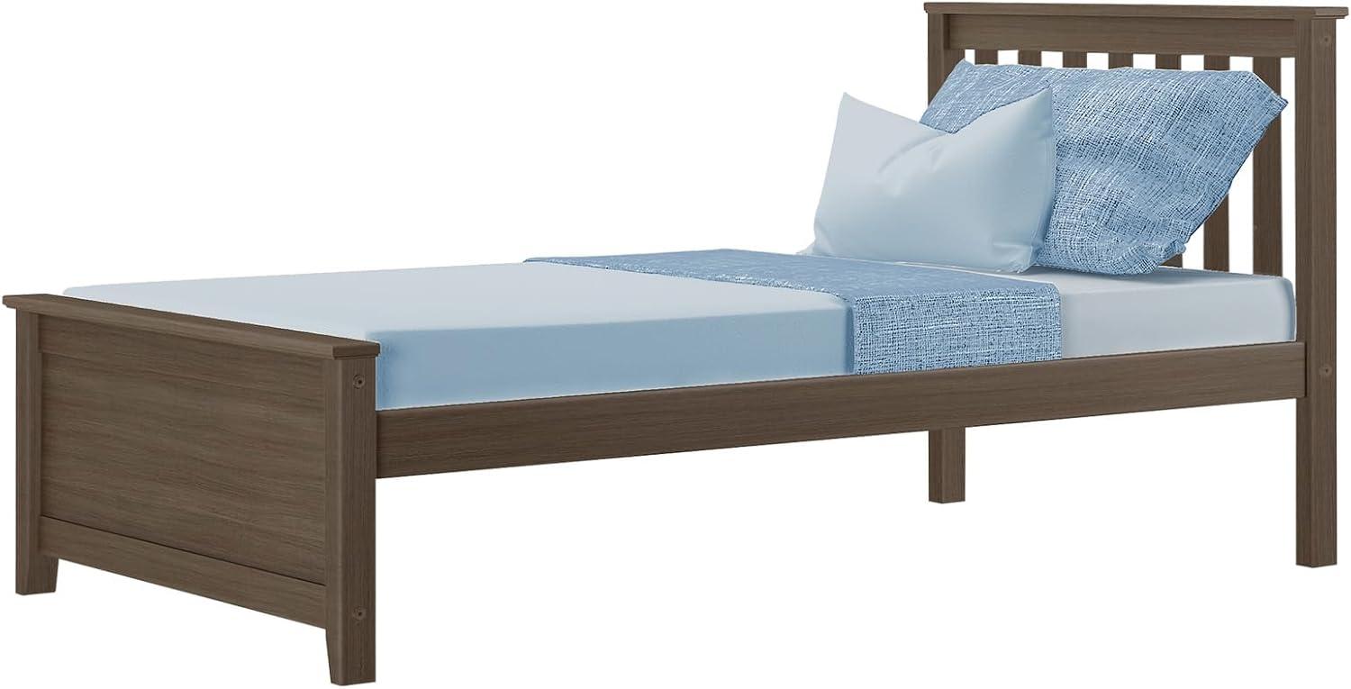 Max & Lily Twin Bed Frame with Headboard, Solid Wood Platform Bed for Kids, Clay