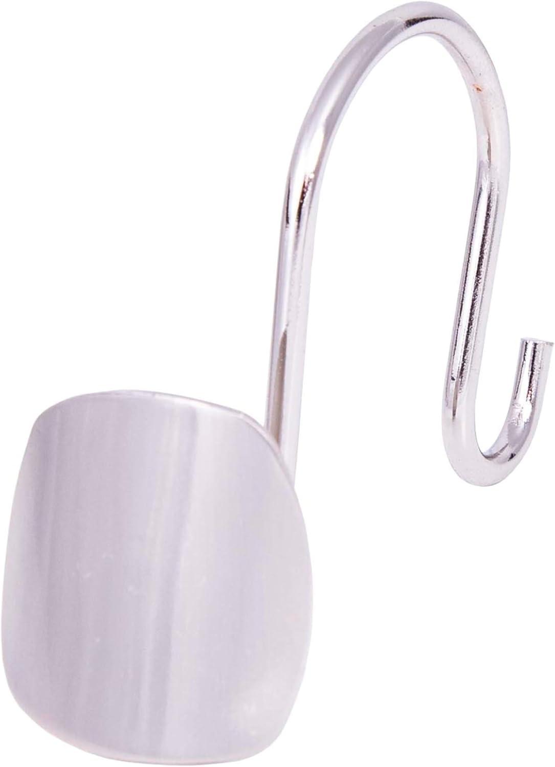 Kenney Kenney Abstract Rust-Resistant Metal Double Decorative Shower Curtain Hooks, Set of 12, Brushed Nickel (Set of 12)