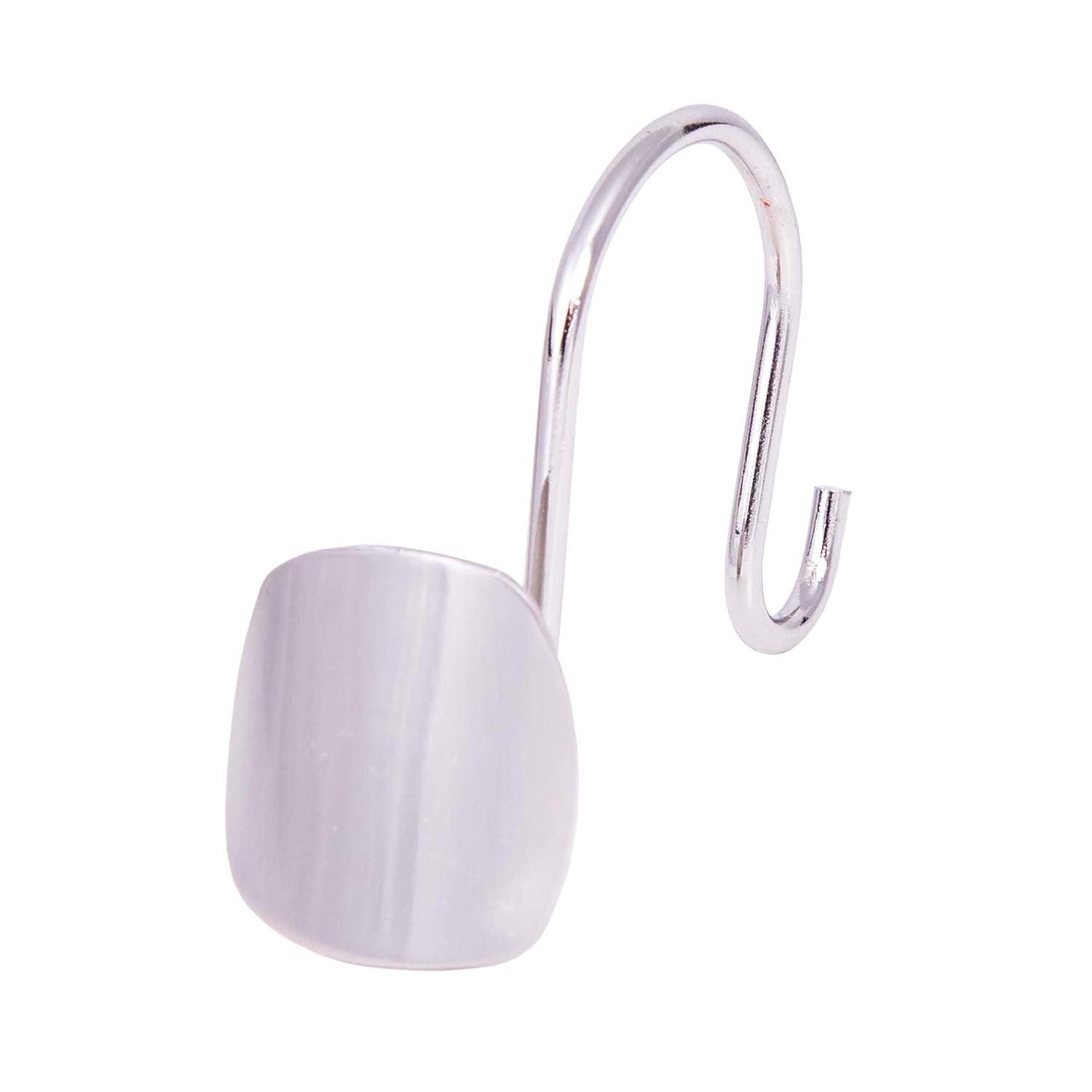 Kenney Kenney Abstract Rust-Resistant Metal Double Decorative Shower Curtain Hooks, Set of 12, Brushed Nickel (Set of 12)