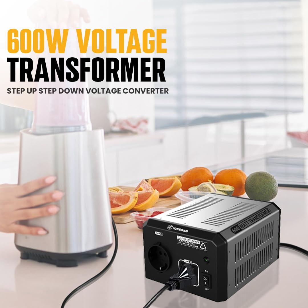 K KRIËGER 600 Watt Voltage Transformer, 220V to 110V, 110V to 220V, Step Up Step Down Voltage Converter, MET Approved Under UL, CSA