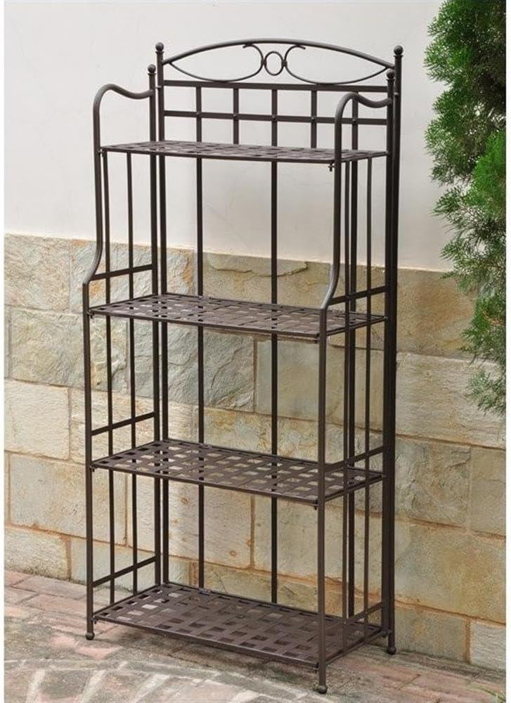 International Caravan Santa Fe 4 Tier Iron Bakers Rack in Matte Brown