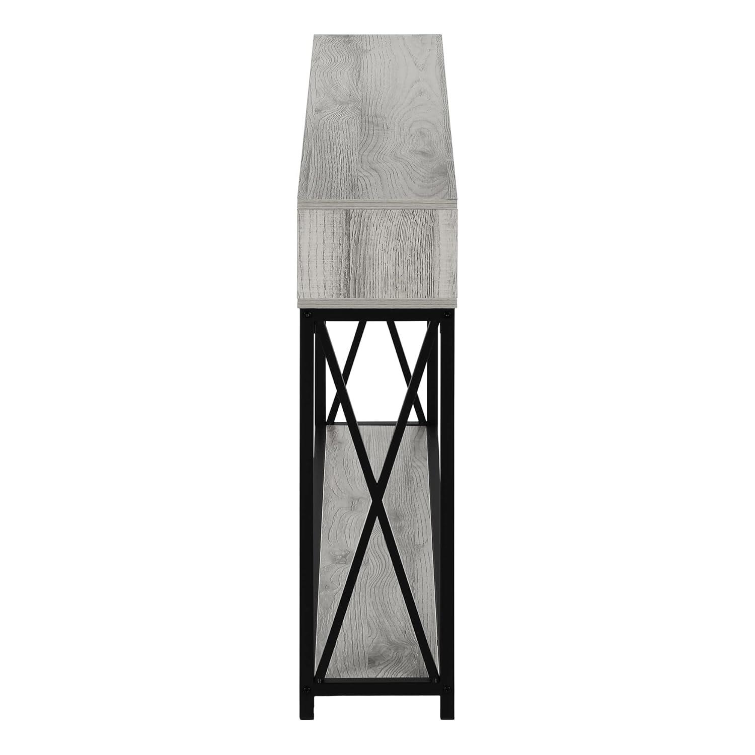 Monarch Specialties Accent Table Console Entryway Narrow Sofa Living Room Bedroom Grey Laminate Black Metal Contemporary Modern
