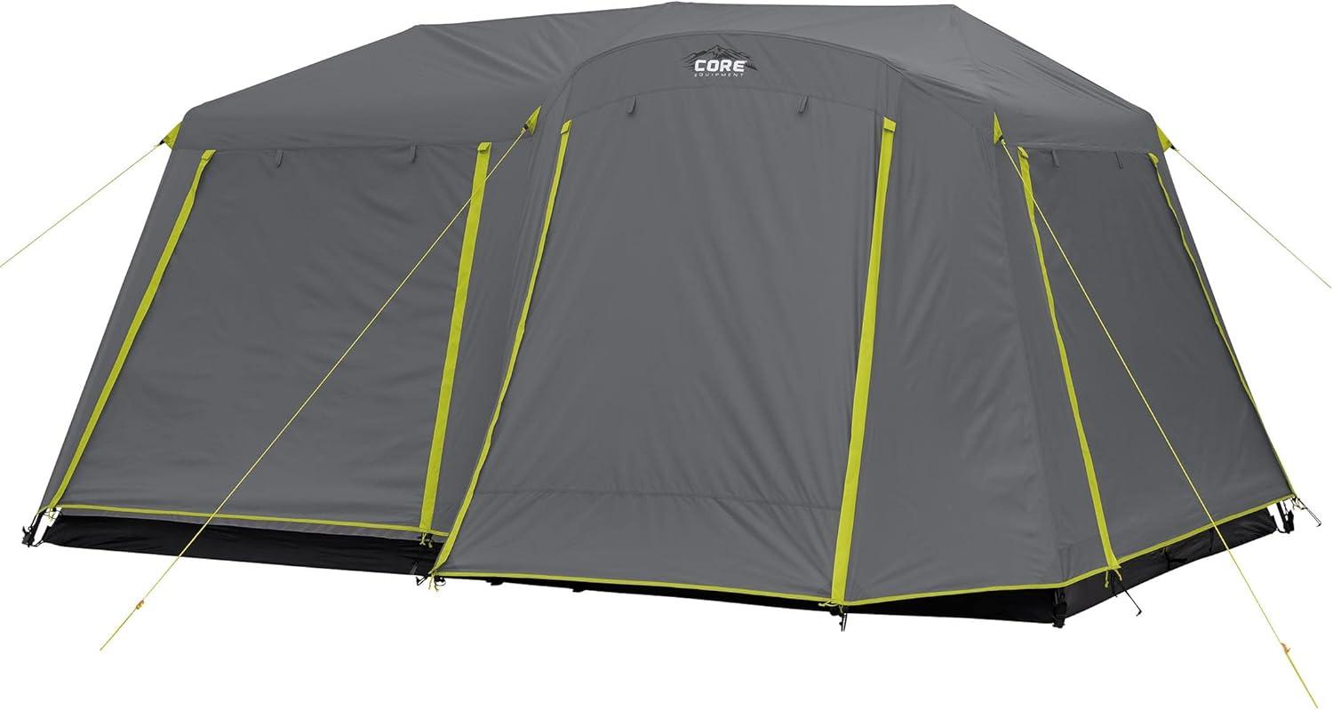 Gray 9-Person 2-Room Cabin Tent with Vestibule and Carry Bag