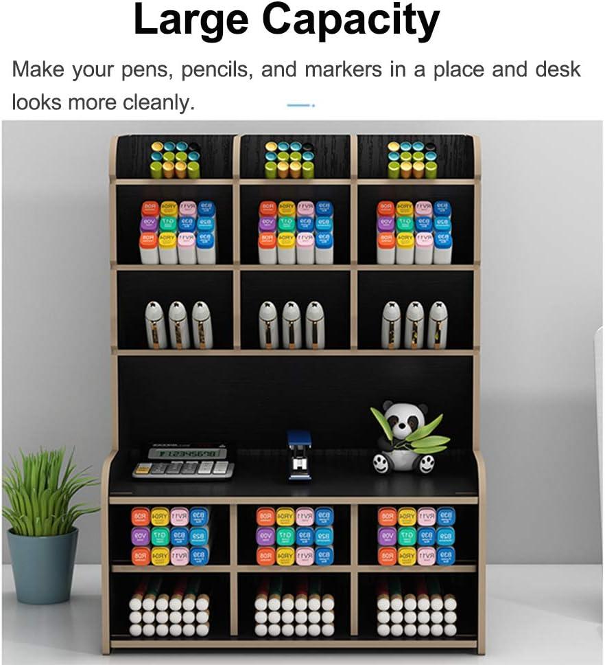 Large Capacity Wooden Desk Organizer - Office Pen Holder, Stationery, School Supplies - A-White Maple