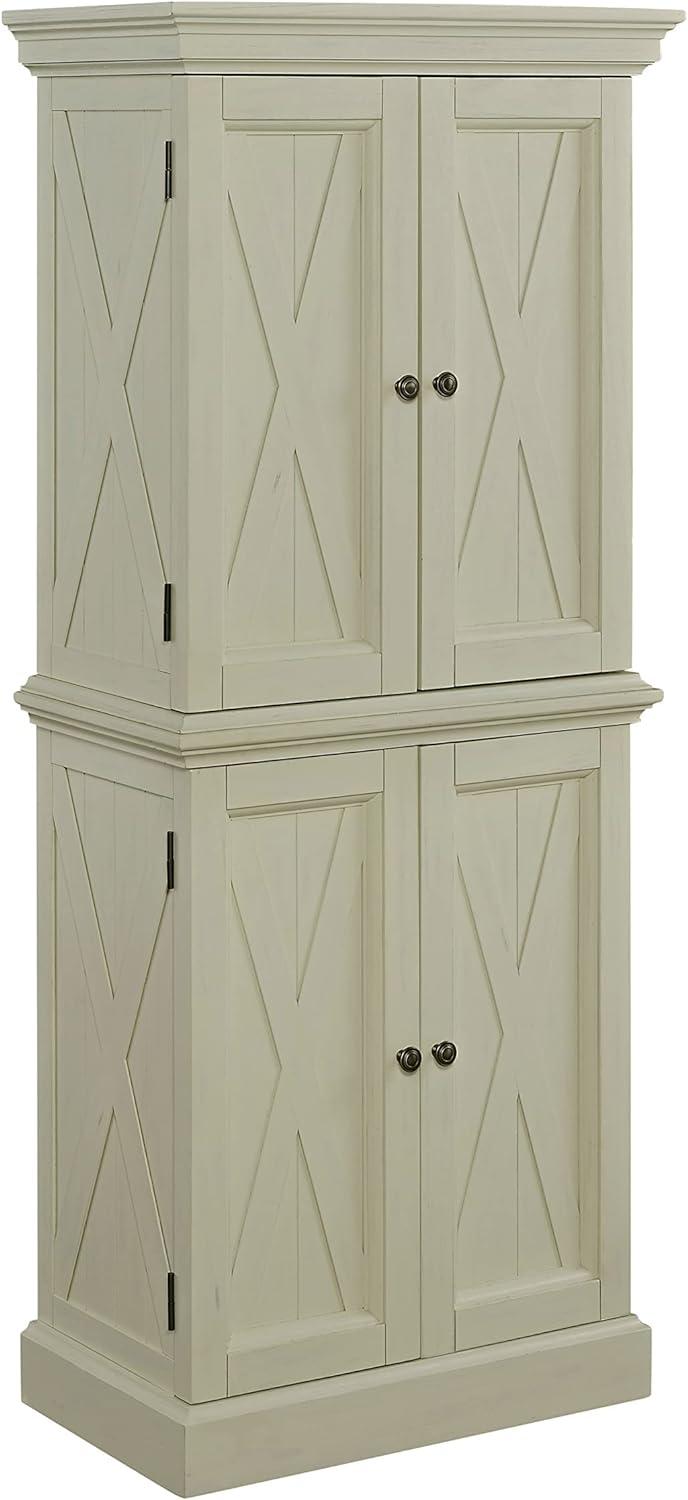Seaside Lodge Classic White Kitchen Pantry with X-Pattern Cabinets