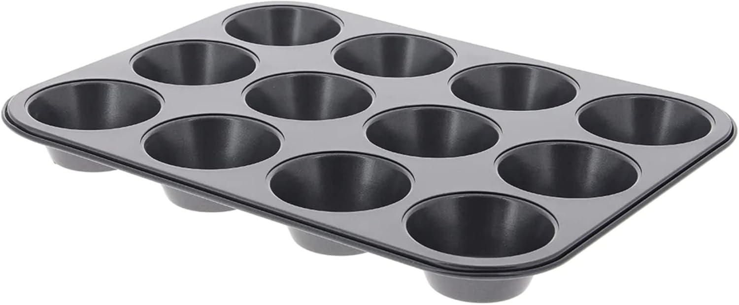 Gray Nonstick 12-Cup Round Muffin Mold