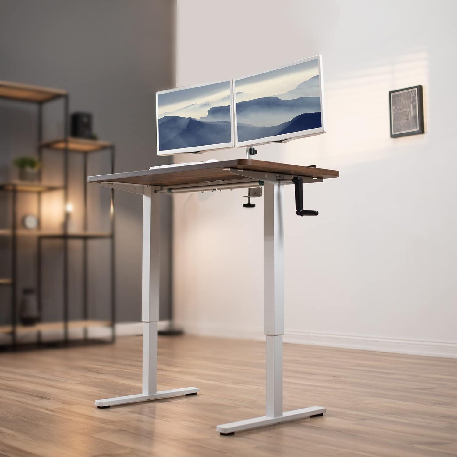 Compact Crank Height Adjustable Desk Frame