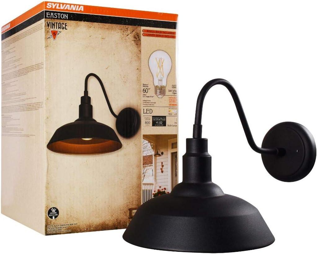 Antique Black Outdoor Sconce with Clear Filament LED Bulb, Dimmable