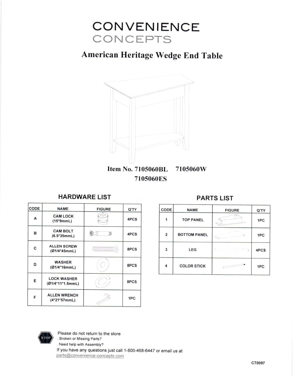 Convenience Concepts American Heritage Wedge End Table