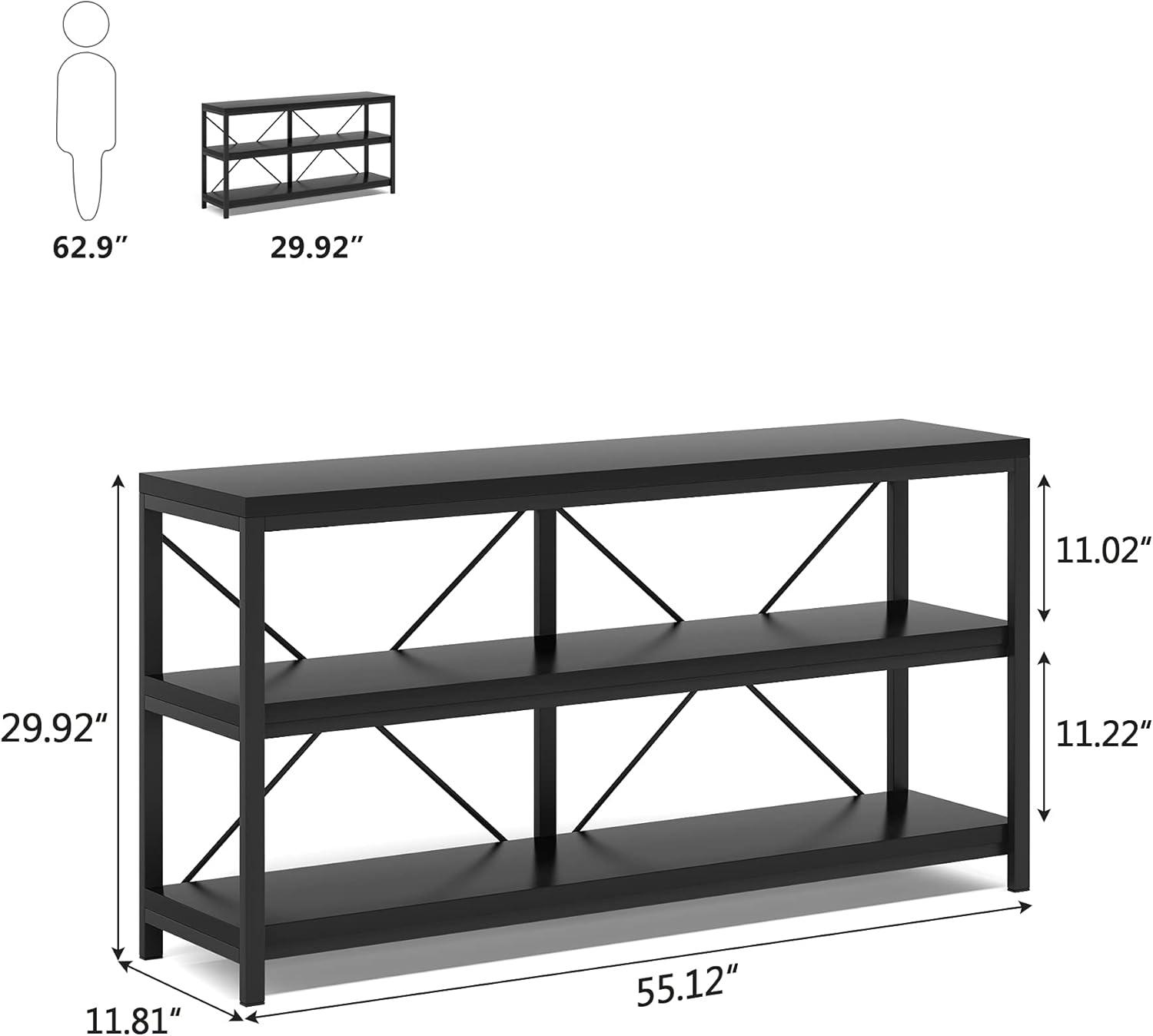 Tribesigns 55 Inches 3 Tiers TV Stand Console Long Sofa Table, Black