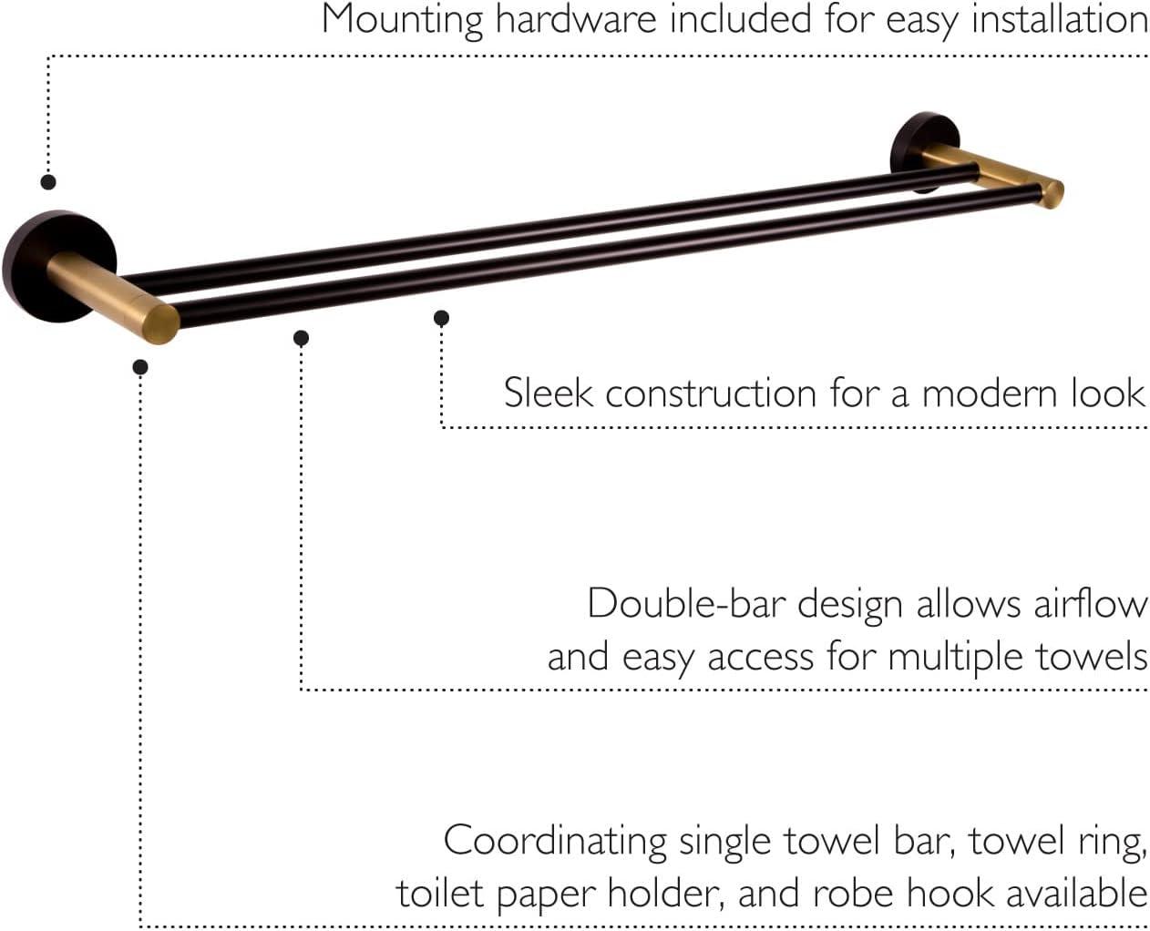 Design House Kelton Double Towel Bar 24" Satin Nickel