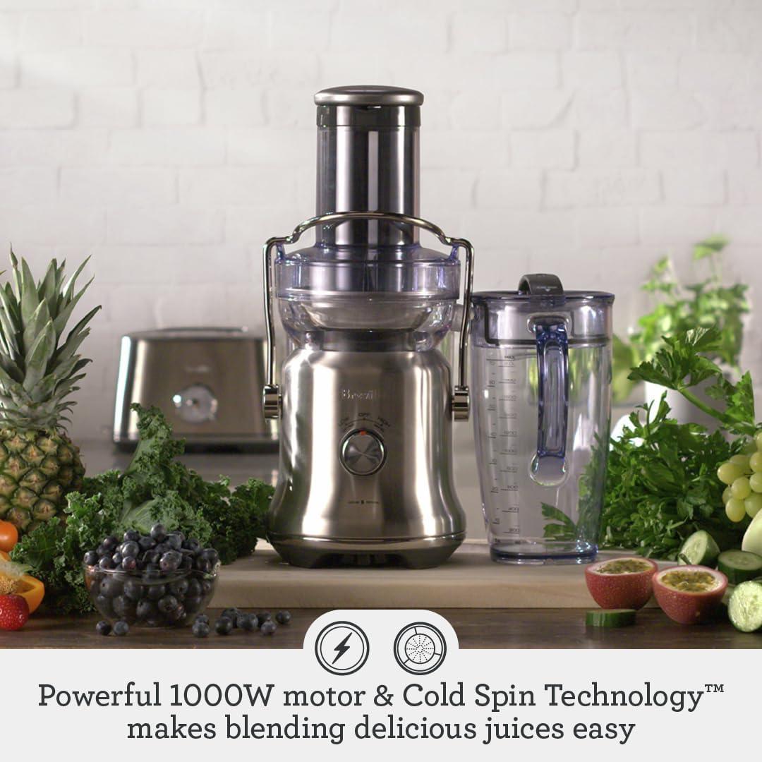 Breville Juice Fountain Cold Plus Brushed Stainless Steel BJE530BSS: 1000W Electric Juicer, 2 Speeds, Dishwasher-Safe Parts