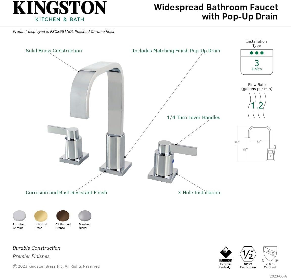 Nuvo Fusion Widespread Bathroom Faucet with Drain Assembly