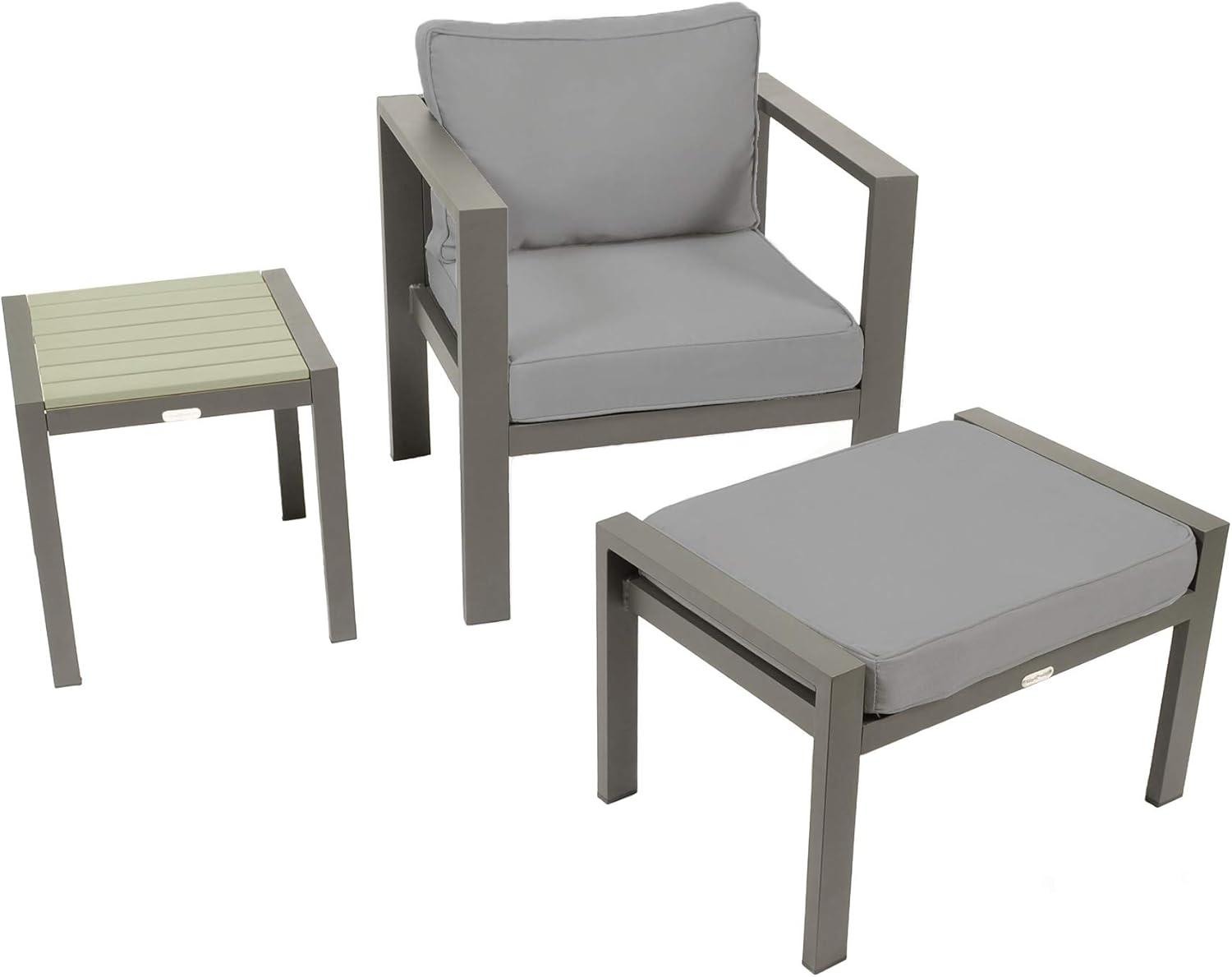 Lakeview Aluminum Outdoor Ottoman With Charcoal Cushion