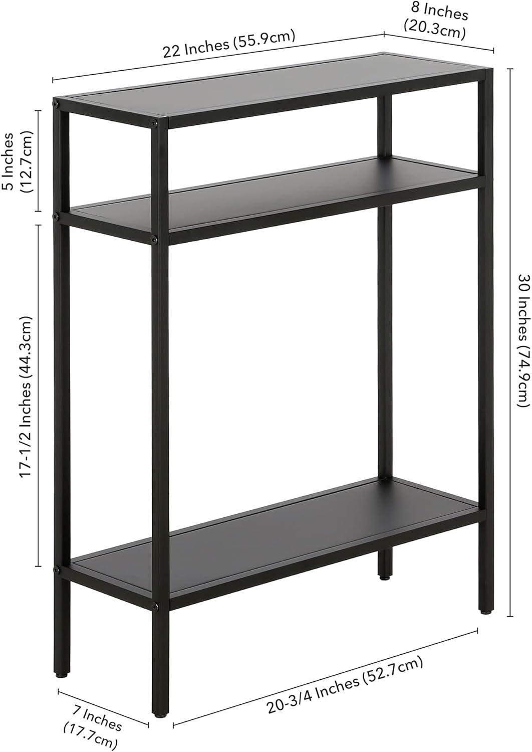 Ricardo Compact Blackened Bronze Console Table with Metal Shelves