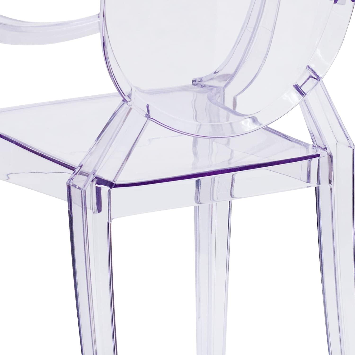 BizChair Oval Back Ghost Chair with Arms in Transparent Crystal