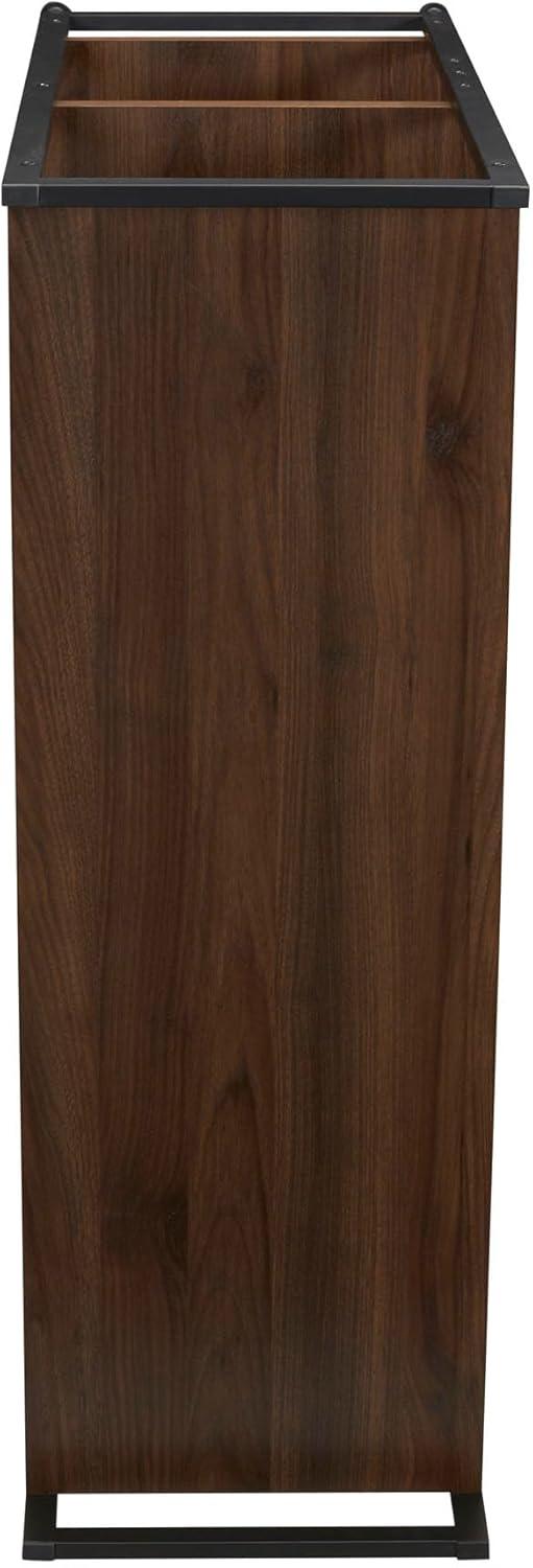 Household Essentials 32.5" Jamestown Wide 3 Shelf Bookshelf Walnut: Faux Wood, Iron Frame, Low Profile