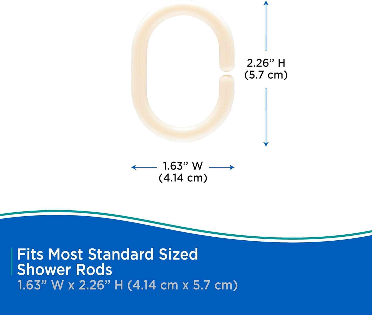 Kenney KN61756 Lightweight 3 Gauge Waterproof PEVA Shower Curtain Liner with Durable Eyelet Hang Holes, Weighted Magnetic Hem, and 12 Piece Plastic C-Ring Set for Bathroom, 70" W x 72" H, Cream