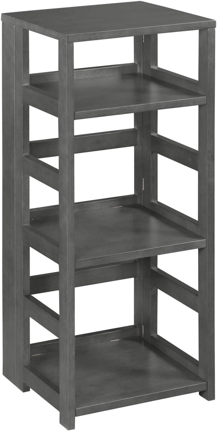 Flip Flop 34" Gray Pine Wood 3-Shelf Folding Bookcase