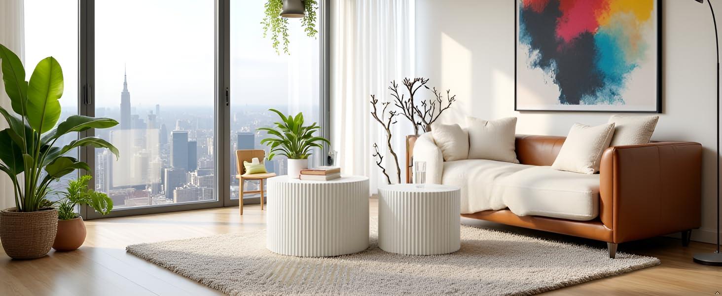 Hokku Designs Blayne 23.62" Round Nesting Coffee Table (2-Pieces)