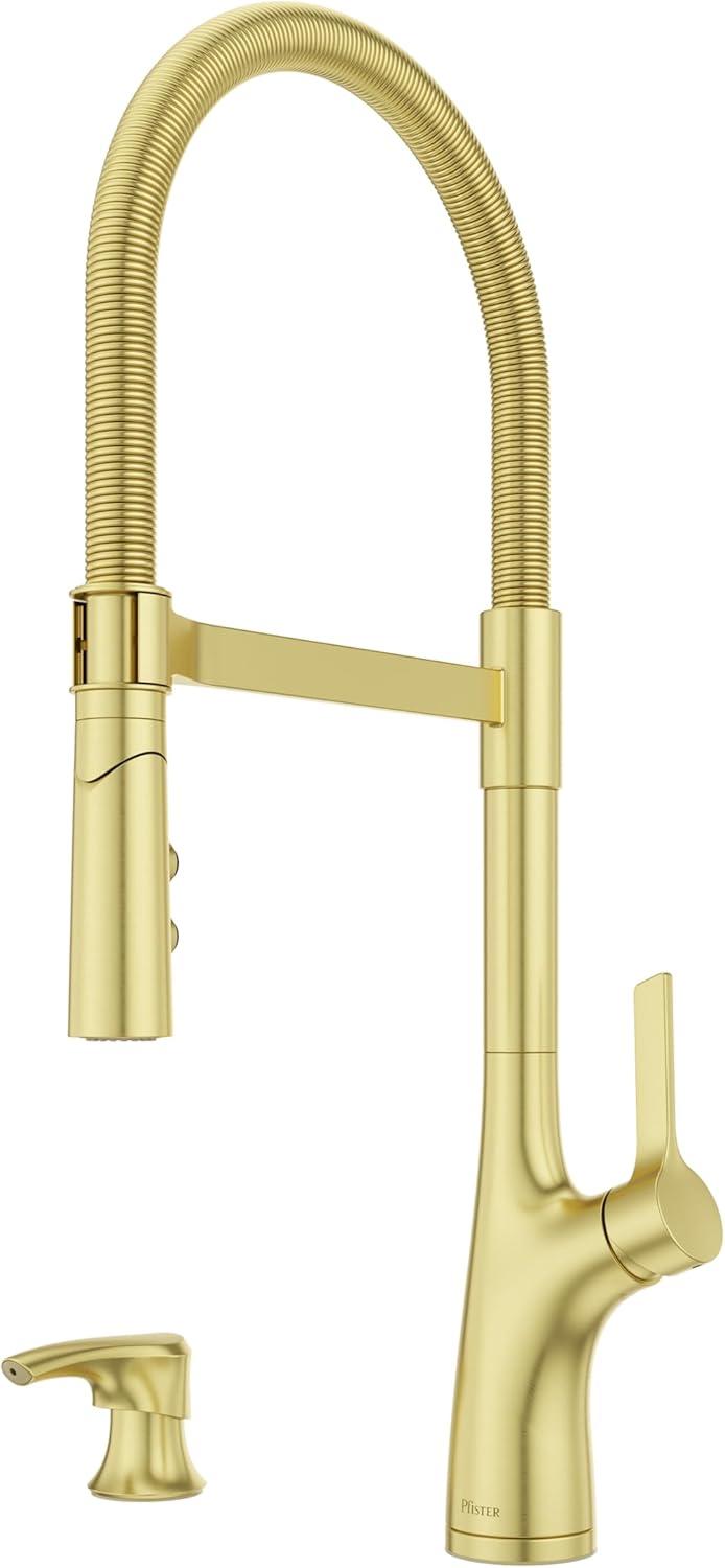 Ceylon Single Handle Culinary Pull Down Sprayer Kitchen Faucet in Brushed Gold