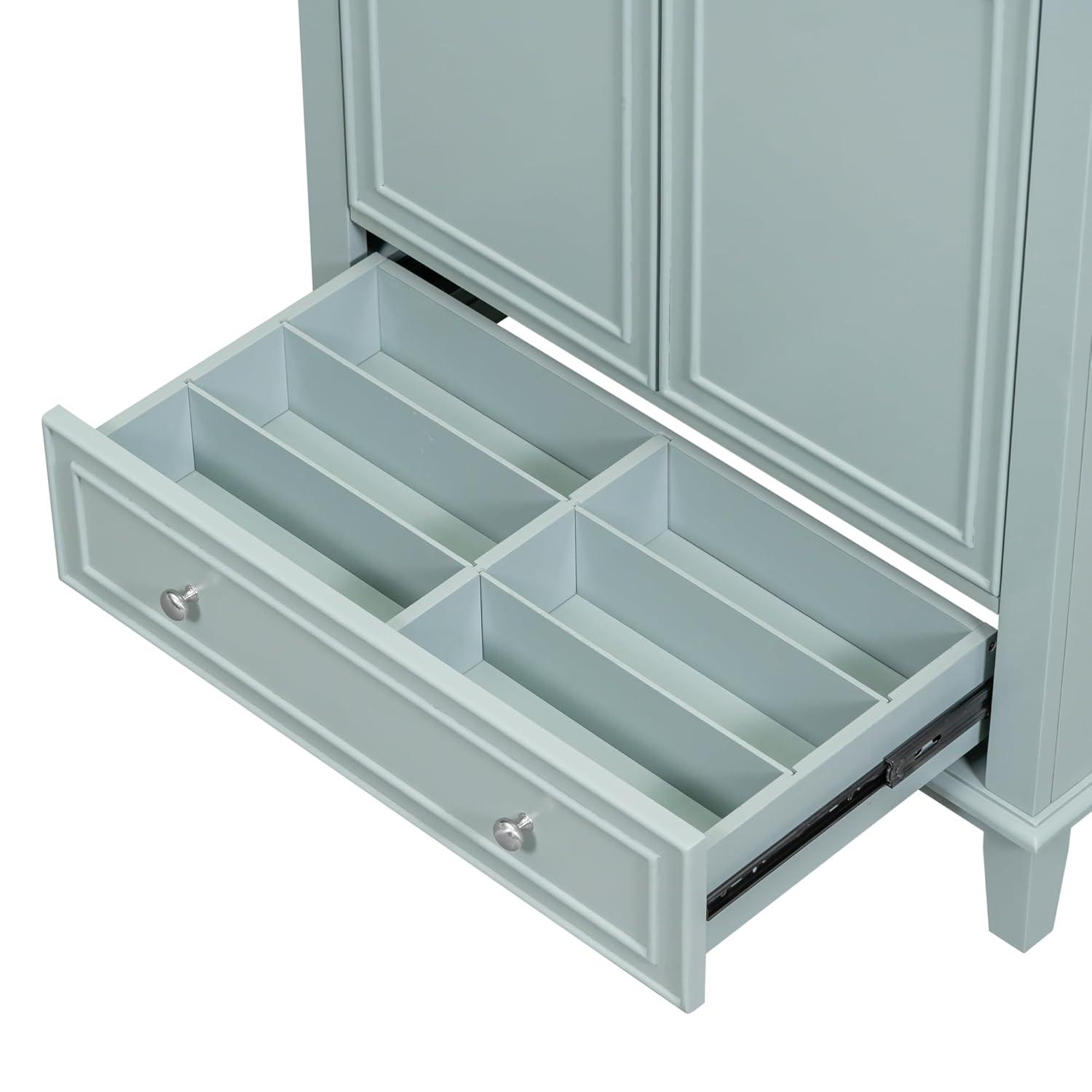 30" Bathroom Vanity without Sink, Cabinet Base Only, Multi-functional Bathroom Cabinet  with Doors and Drawer, Solid Wood Frame and MDF Board Bathroom Cabinet with Soft Closing Door, Green