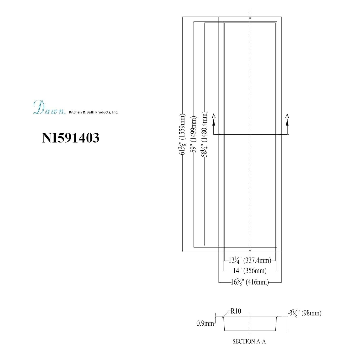 Shower Niche with Support Plate Wall Organizer Rectangular Bathroom Niche Shelf