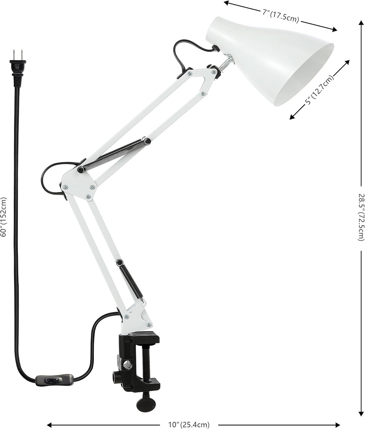 Odile 28.5" Classic Industrial Adjustable Articulated Clamp-On LED Task Lamp, White