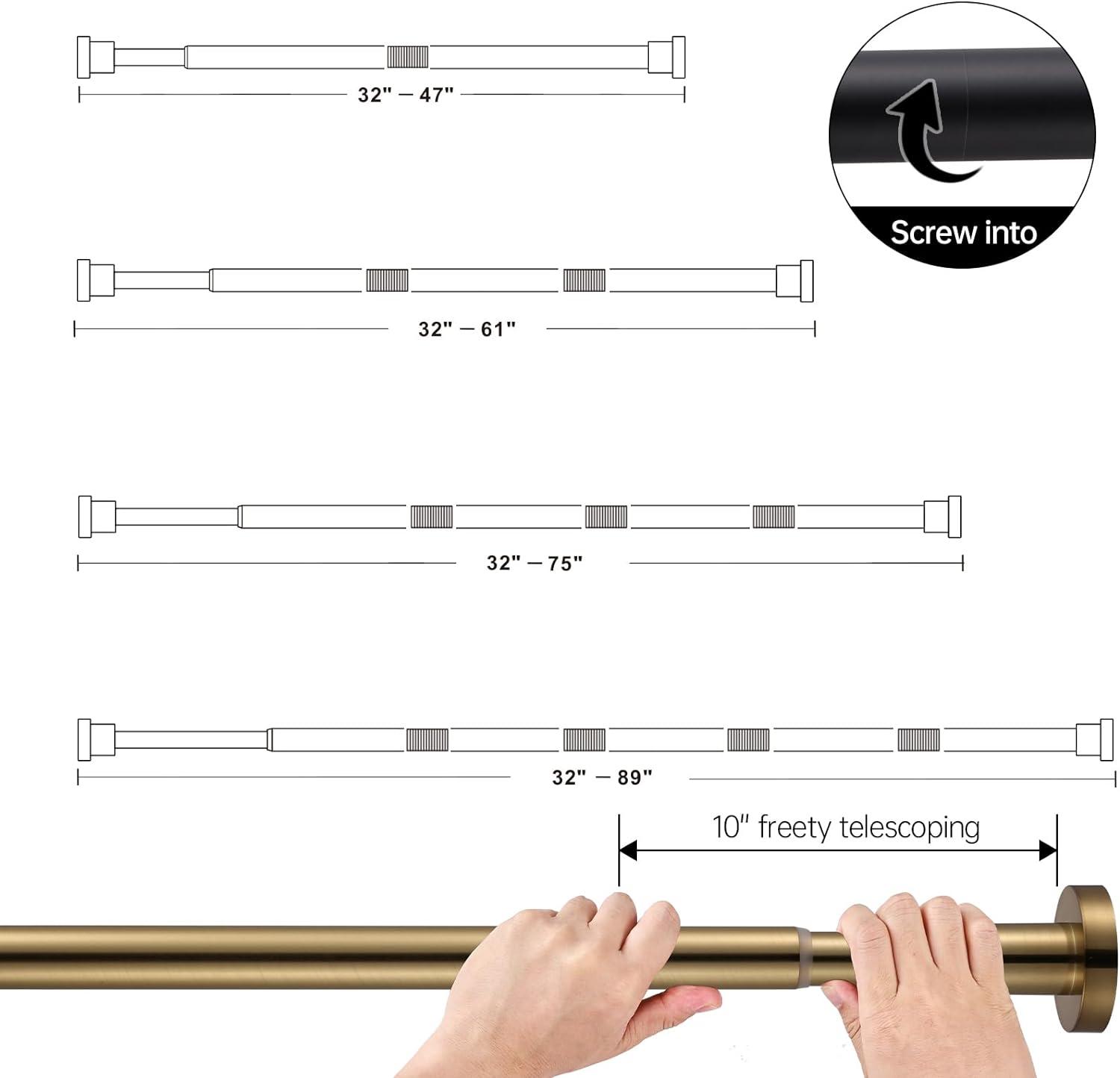 Gold Adjustable Spring Tension Shower Curtain Rod 32-61 Inches