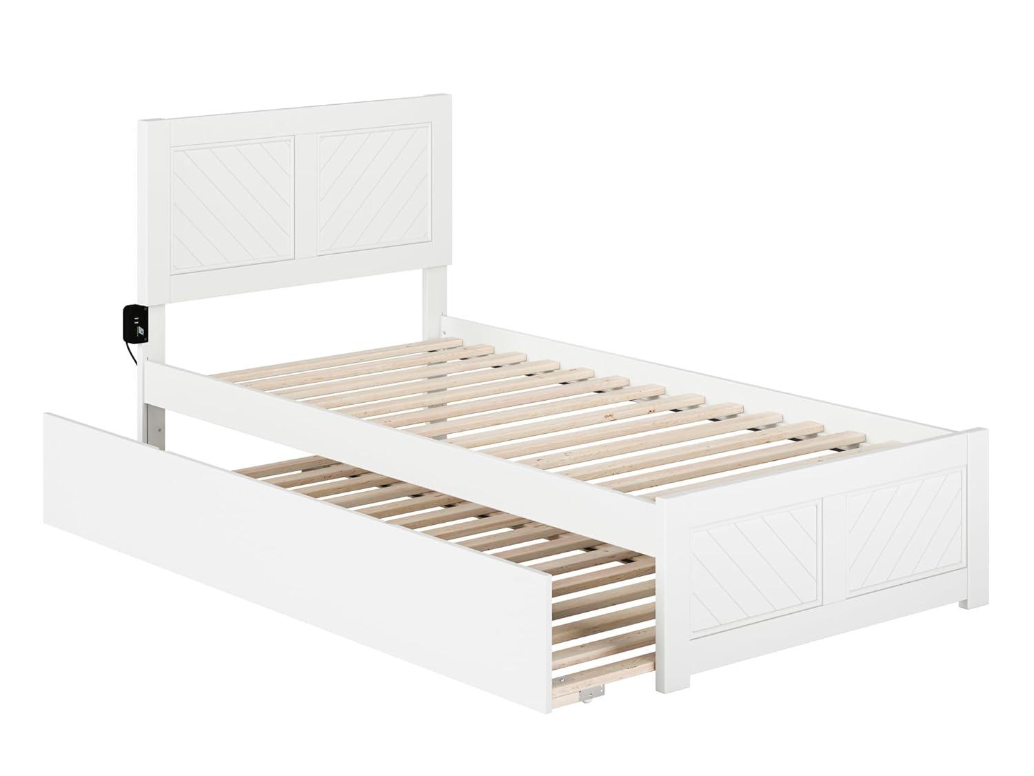 AFI Canyon White Solid Wood Platform Bed with Matching Footboard & Twin XL Trundle, Twin XL