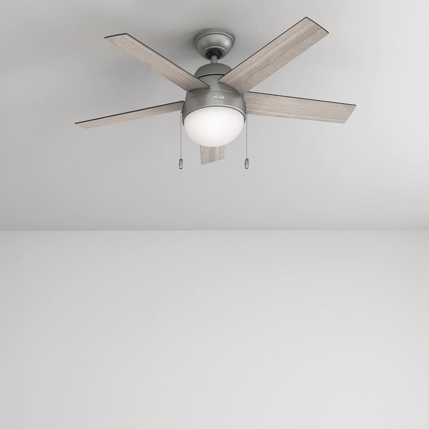 Hunter Fan 46" Anslee Standard Ceiling Fan with Pull Chain and Light Kit Included