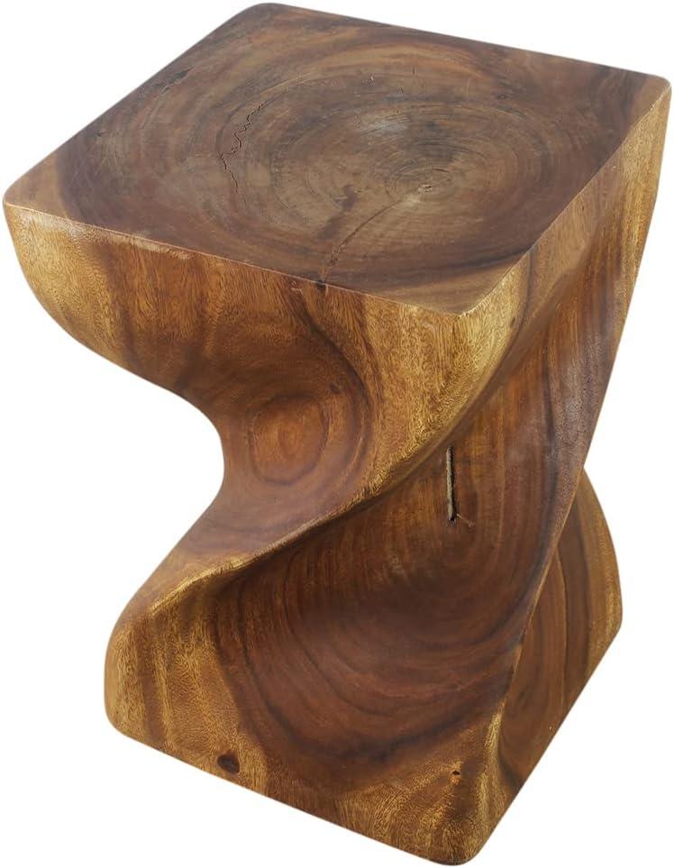 Sustainable Wood Big Twist Stool Table 14" SQ x 20" H in Walnut