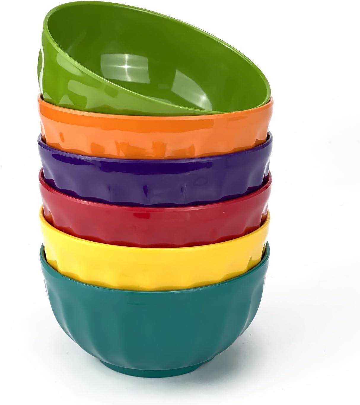 Rainbow Melamine 6-Piece Assorted Color Bowl Set