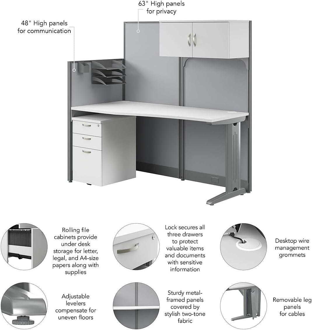 Bush Business Furniture Office In An Hour Rectangle 1 Person Cubicle with Cable Management