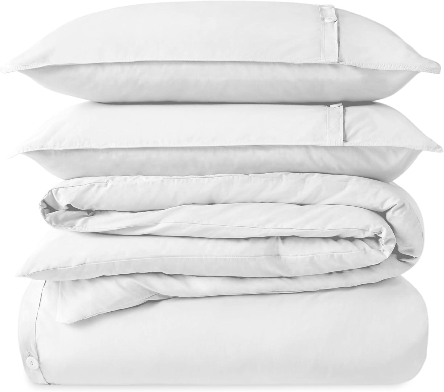 100% Organic Cotton Percale Duvet Cover and Sham Set by Bare Home