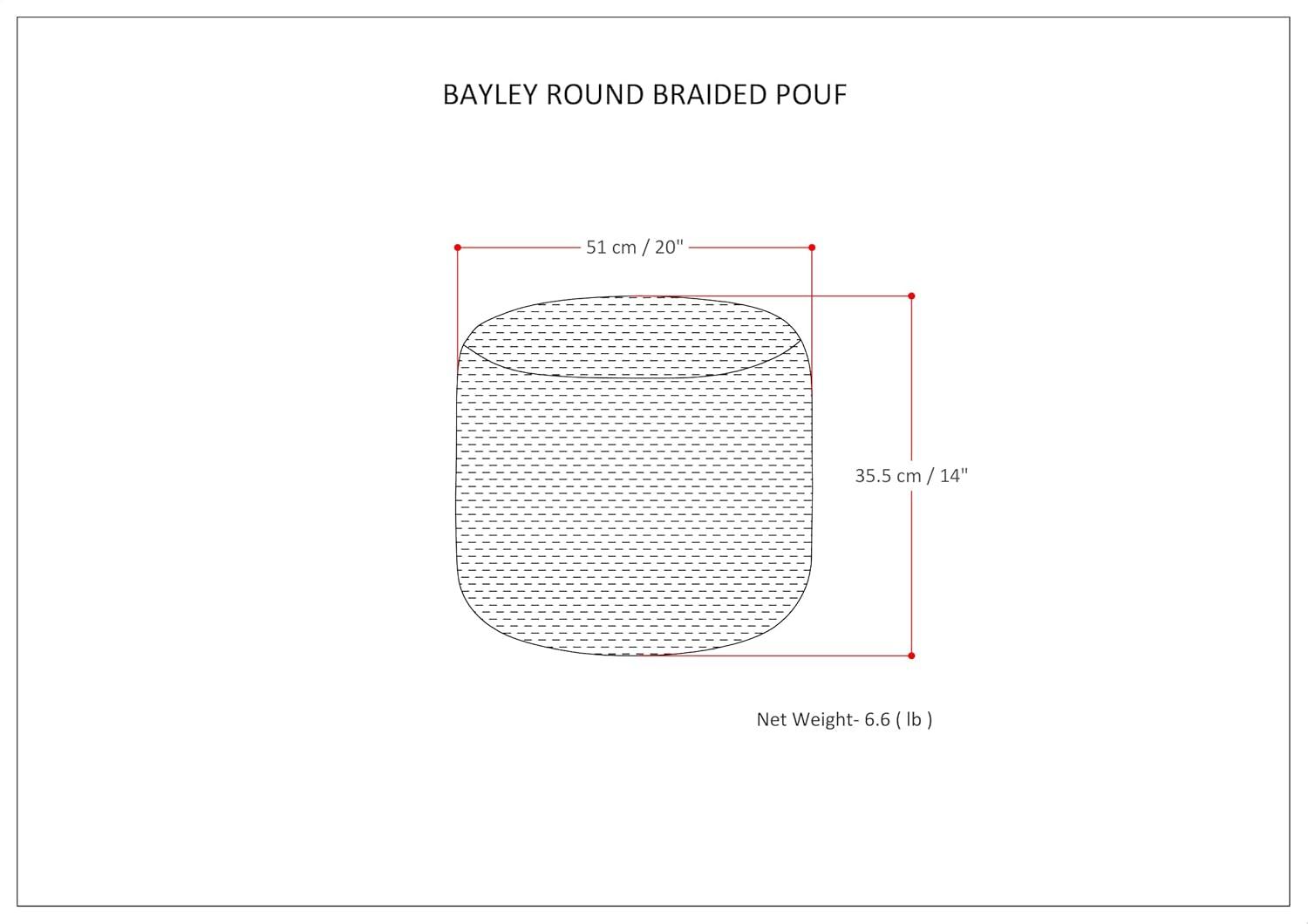 SIMPLIHOME Bayley Boho Round Braided Pouf in Blue, Natural Cotton for the Living Room, Bedroom and Kids Room