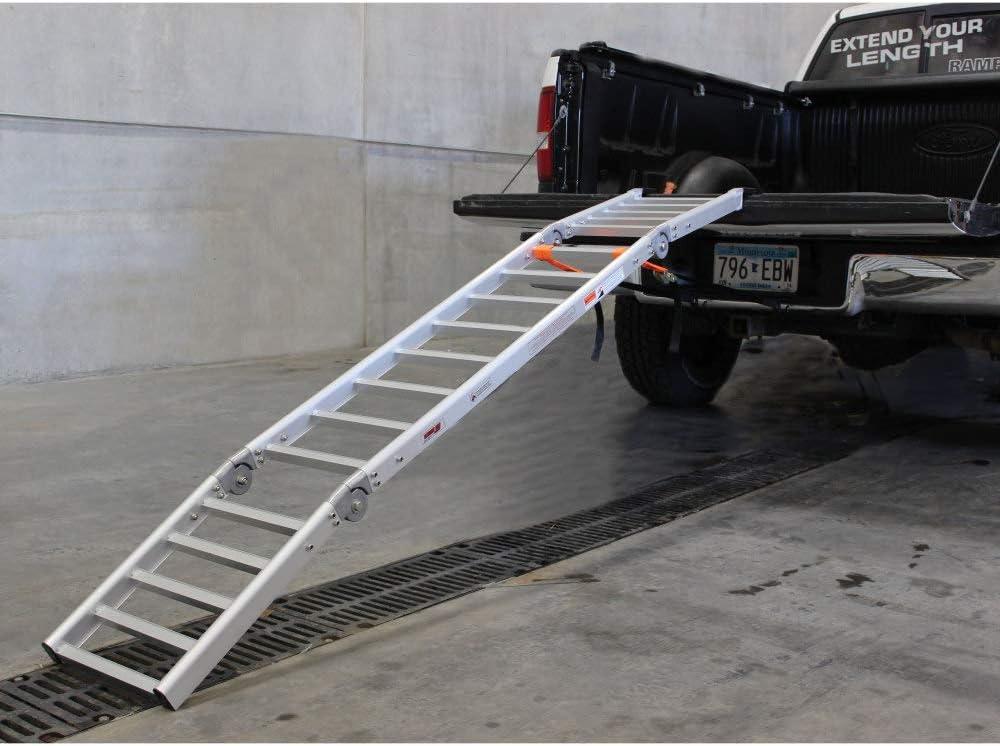 Silver Aluminum Motorcycle Ramp and Bed Extender Combo