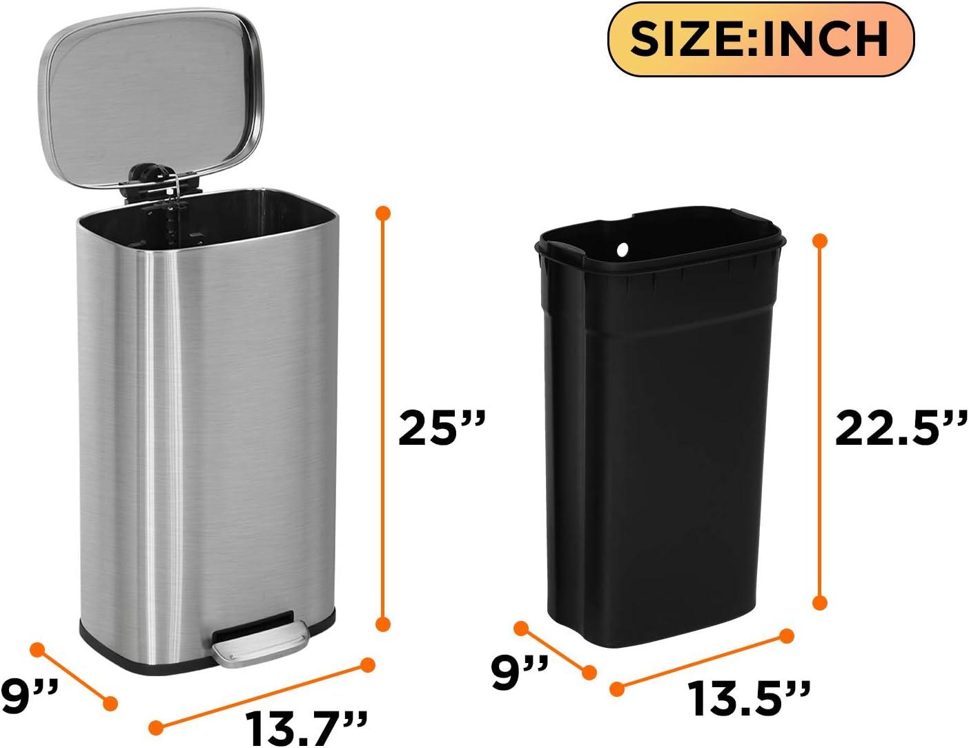 FDW Steel Step On Trash Can - 13 Gallons