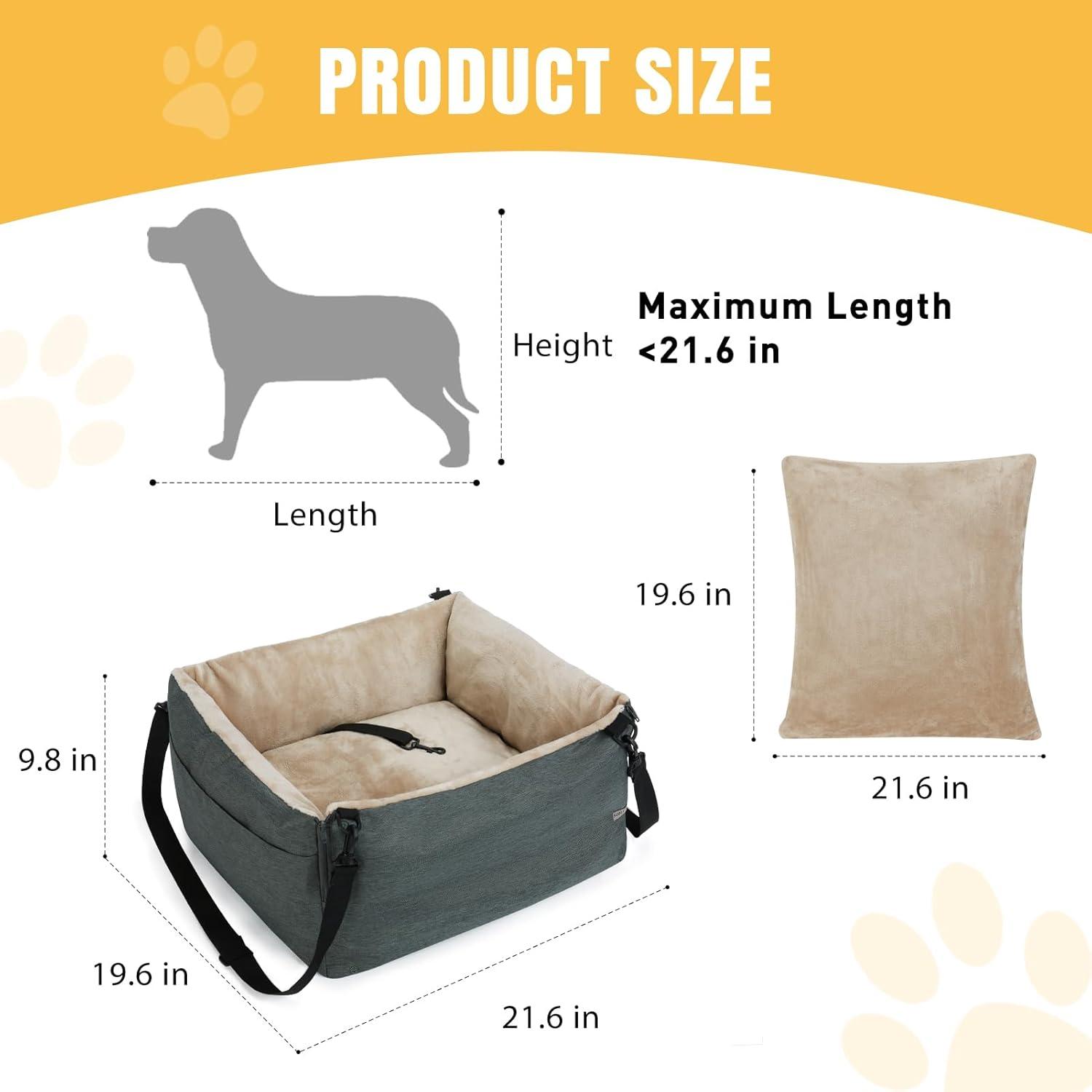 Detachable Washable and Waterproof Puppy Booster Car seat Soft Portable Dog Bed