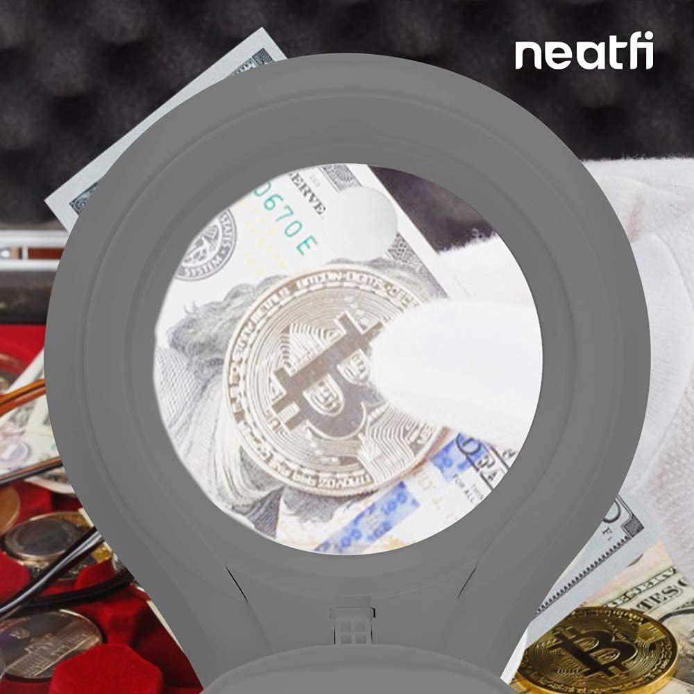 Neatfi (New Model Bifocals 1,200 Lumens Super LED Magnifying Lamp with Clamp, Dimmable, 60 Pcs SMD LED, 5 Inches Diameter Lens, Adjustable Arm (5 Diopter + 20 Diopter, White)
