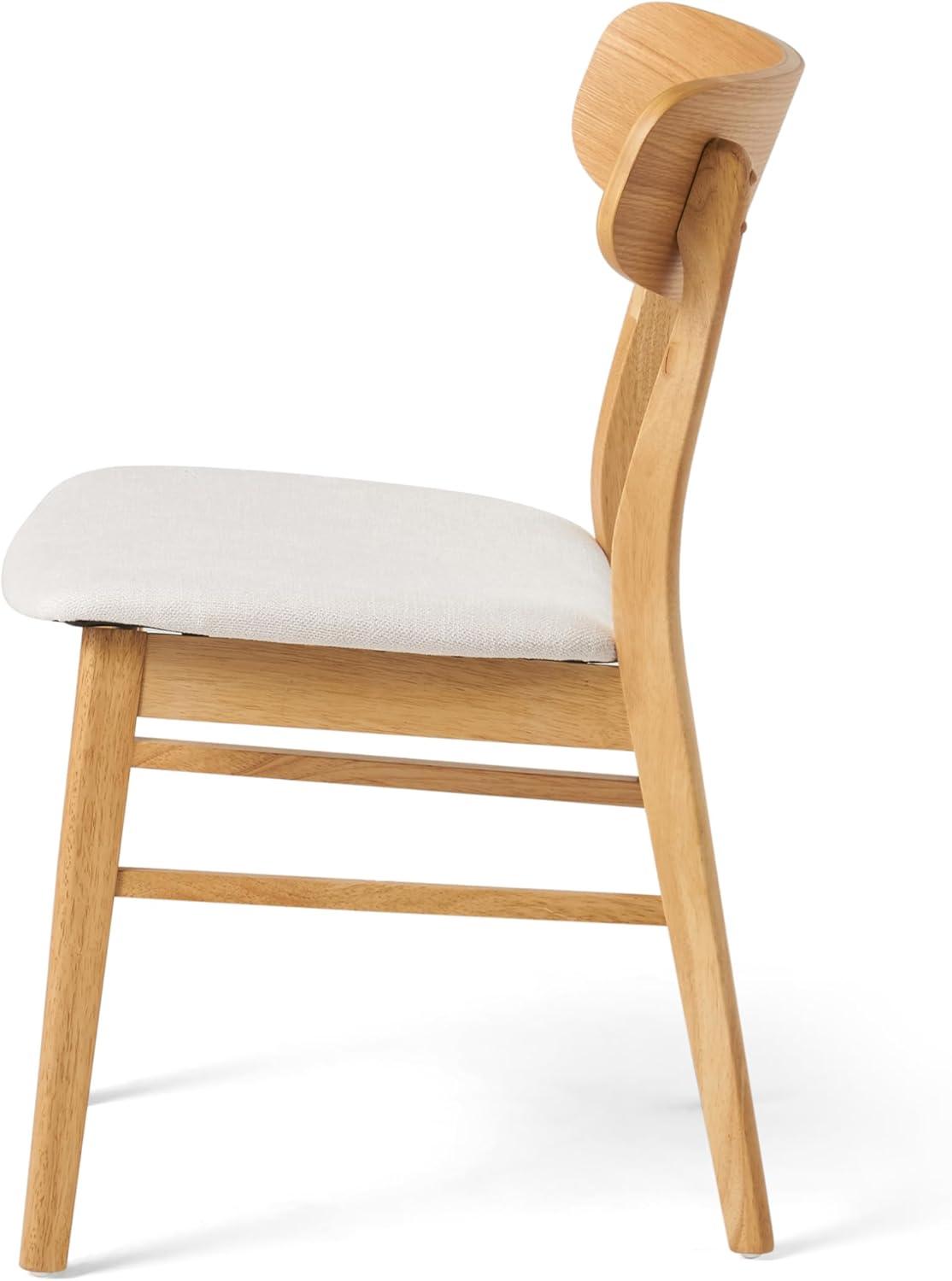 Set of 2 Lucious Dining Chair Light Beige/Oak - Christopher Knight Home: Upholstered, Rubberwood Frame, Scandinavian Style