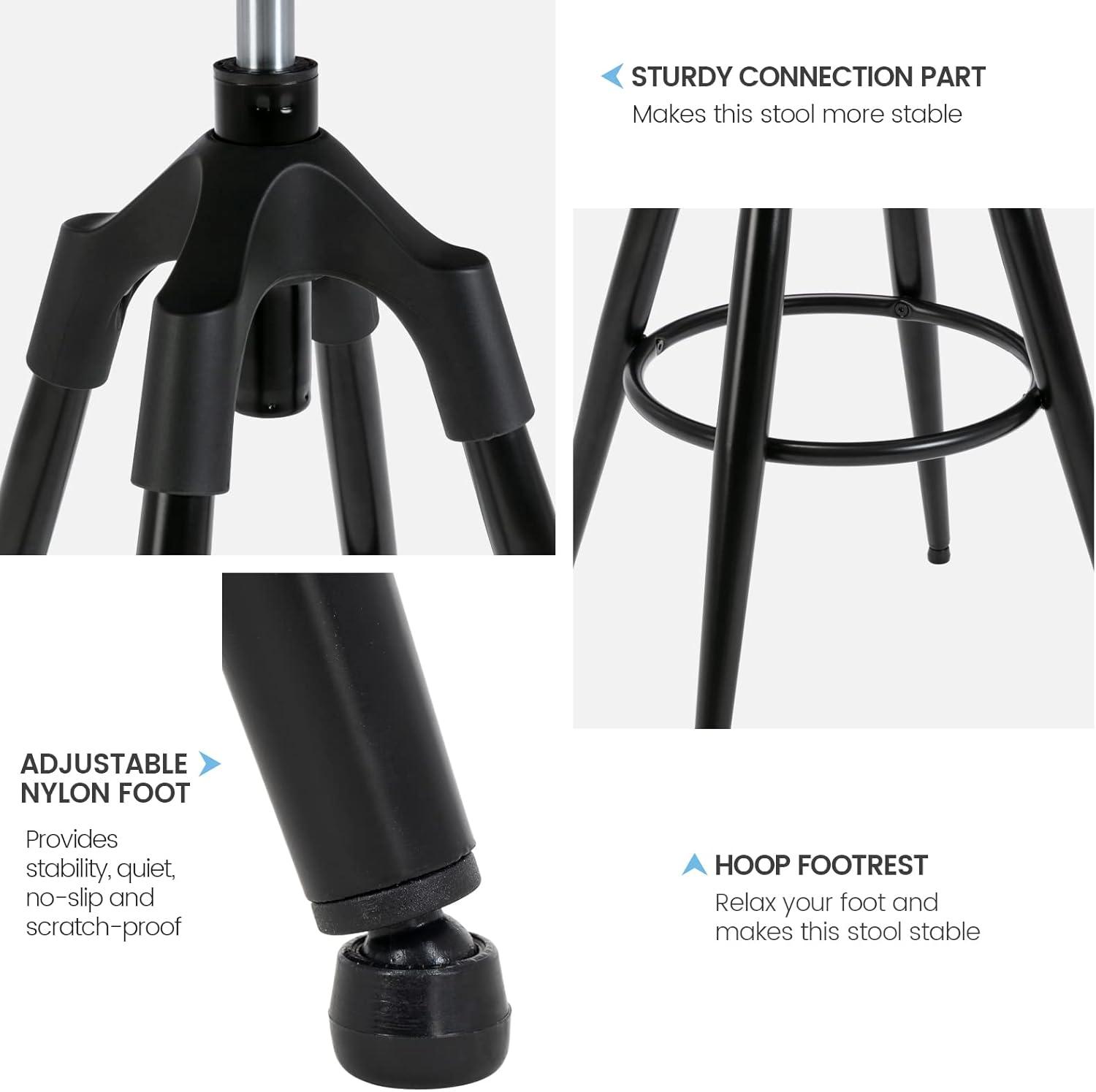 Brage Living 29-32.5 Inch Industrial Adjustable Bar Stool, Swivel Round Seat Metal Barstool with Legs, Backless Heavy Duty Airlift Bar Chair for Kitchen Dining Pub Cafe (Black)