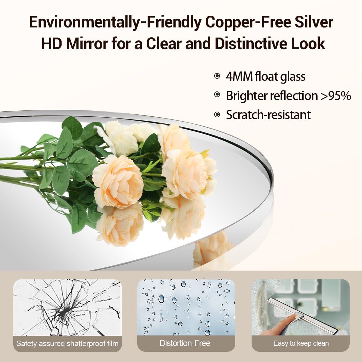 ANDY STAR Wall Mirror for Bathroom, 24x36'' Chrome Oval Bathroom Mirror, Large Oval Wall Mirror for Btahroom, Oblong Pill Shaped Chrome Mirror Stainless Steel Frame Wall Mount Horizontal or Vertical