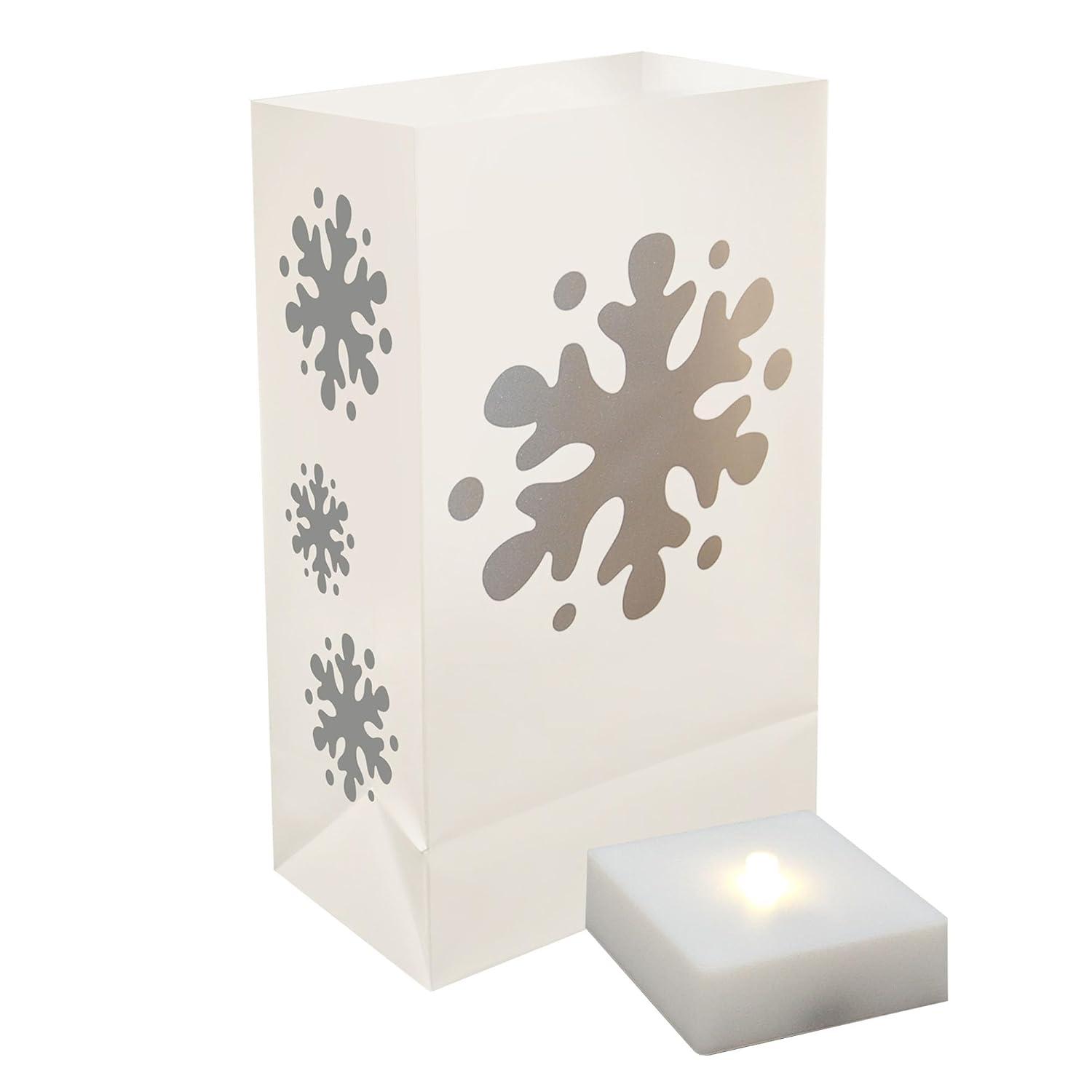 LumaBase 6 -Pack 10-Inches Freestanding Snowflake Light display with Yellow LED Lights