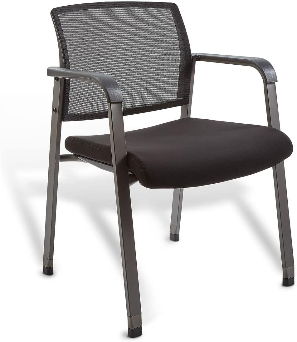 Esler Black Mesh and Fabric Stacking Visitor Chair