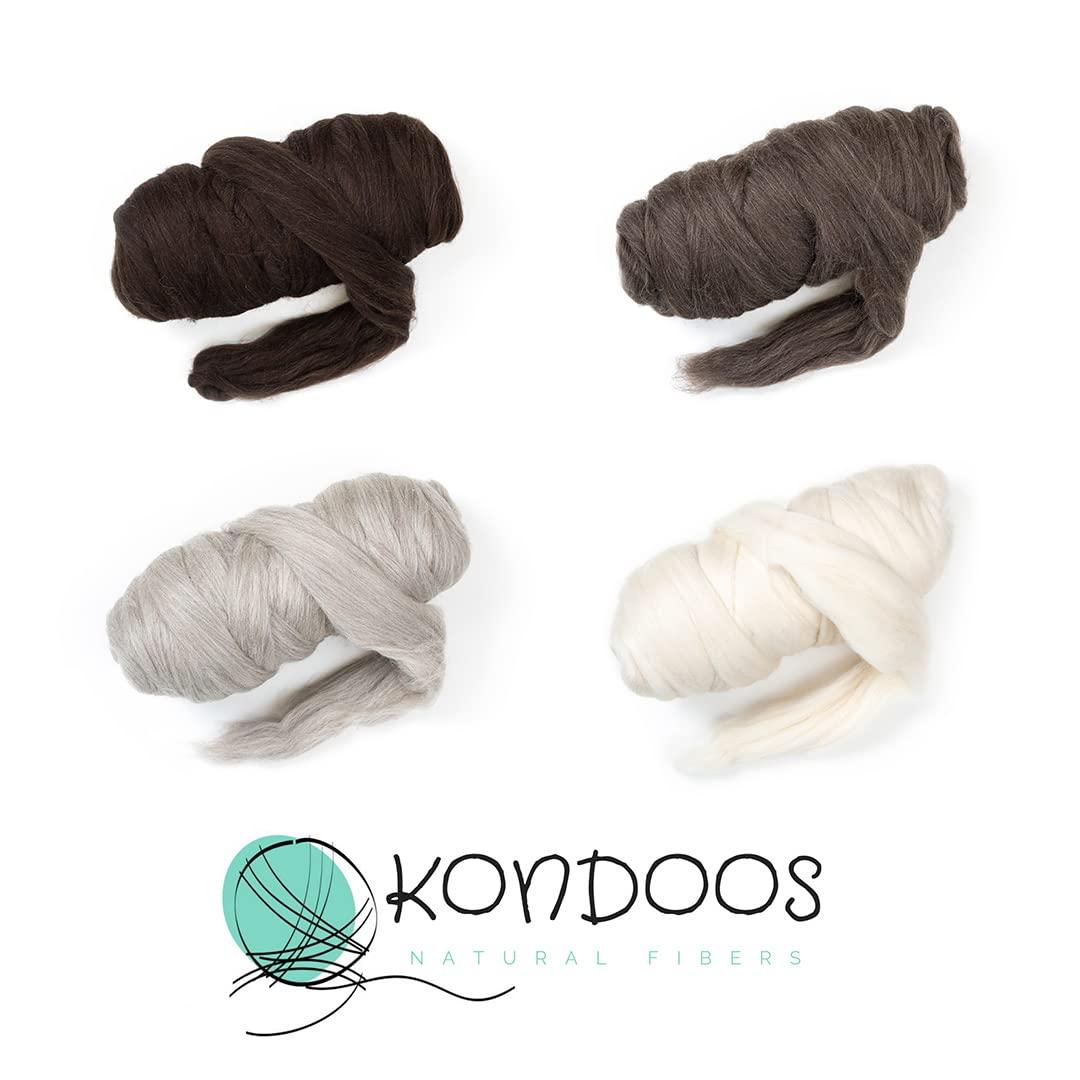 Natural Wool roving, 8 OZ. Best core Wool for Needle,Wet Felting, handcrafts and Spinning. Natural Colors Bulk Yarn un-Dyed. (Dark Chocolate, 8 oz)