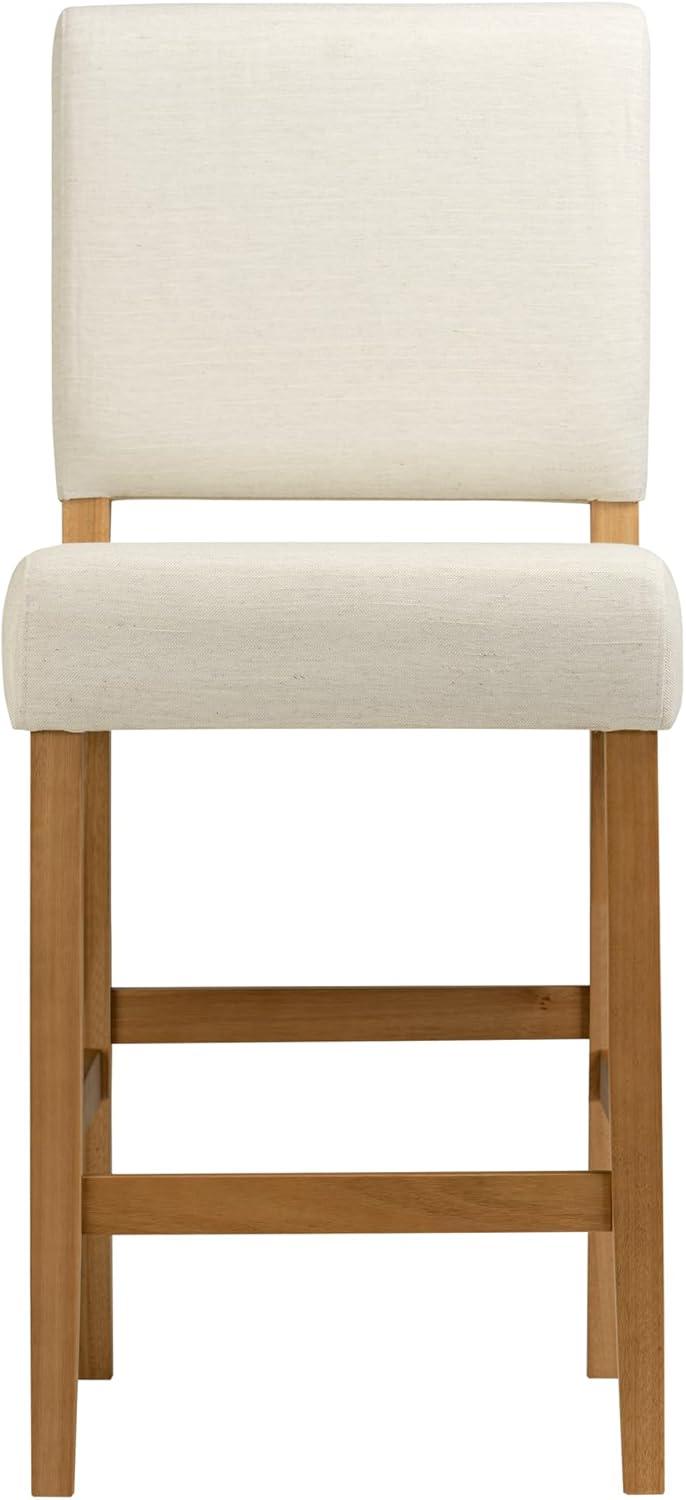 Brax Counter Height Stool with Upholstered Back and Wood Base – Set of 2 for Kitchen Counters and Islands – Modern Chairs in Natural White Sand, Leick Home, 214460