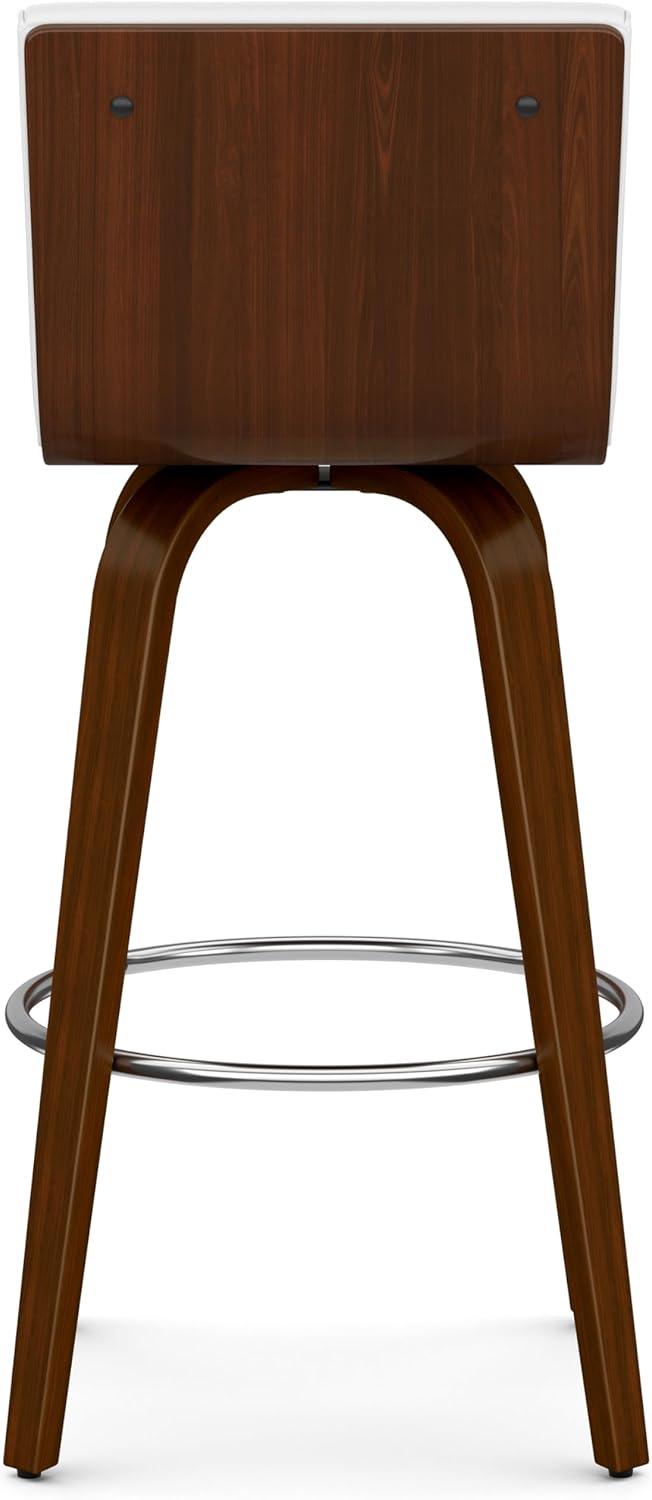 Simpli Home Roland Swivel Upholstered Mid-Century Modern Stool with Padded Seat and Back