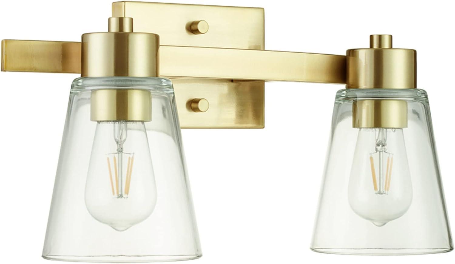 Prominence Home Fairendale 2-Light Soft Gold Bathroom Vanity Light with Clear Glass Shade